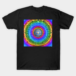 Neon Tie Dye Rainbow mandala with planets deadhead hippie design T-Shirt